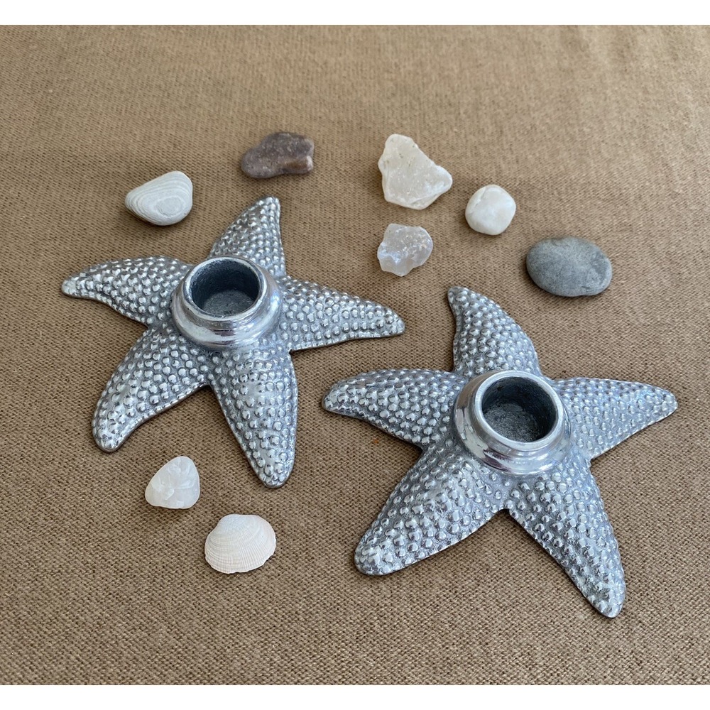Starfish Chime Candle Holder Metal Silver Tone Nautical Ocean Fish Boho Decor